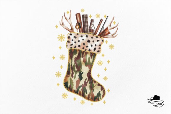 Camo Christmas Stocking: A Hunting Western Design Asset