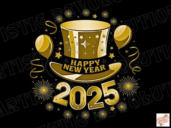 Celebrate in Style: Retro New Year 2025 PNG Designs