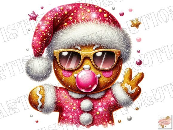 Cute Pink Glitter Gingerbread Man Png for Festive Designs