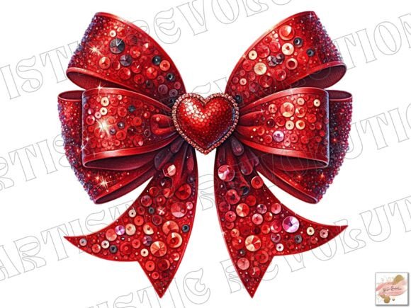 Elevate Designs with a Red Glitter Coquette Bow Valentine Png