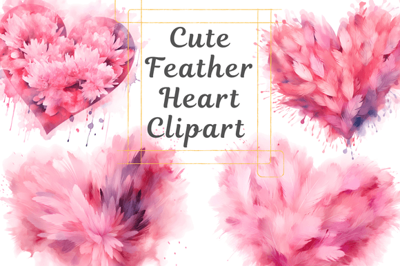 Elevate Your Designs with Cute Feather Heart Clipart