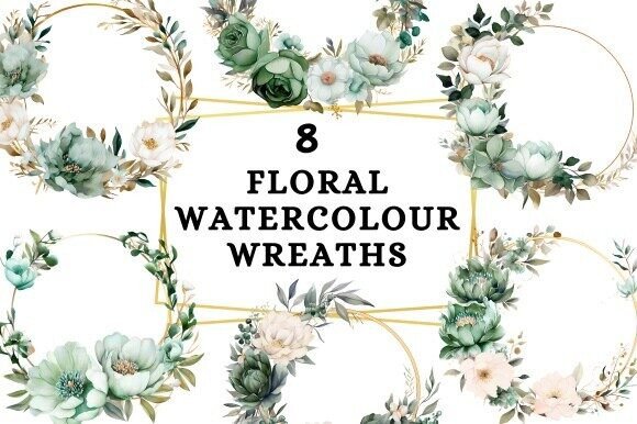 Elevate Your Projects with Green Watercolour Wreaths