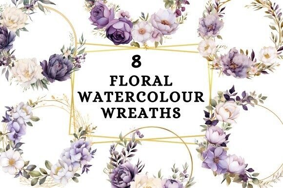 Elevate Your Projects with Purple Watercolour Wreaths