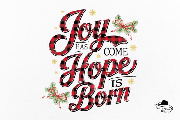 Joy Hope Buffalo Plaid Christmas Glitter: A Festive Design Asset