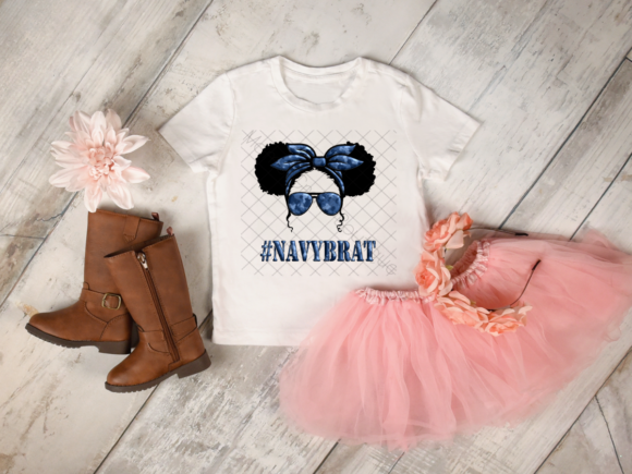 Military & Navy Girl: Messy Bun Design Assets