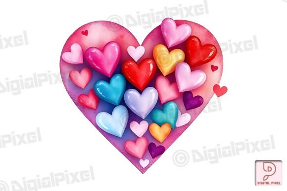 Multi Watercolor Valentine Heart Shape: A Designer's Asset
