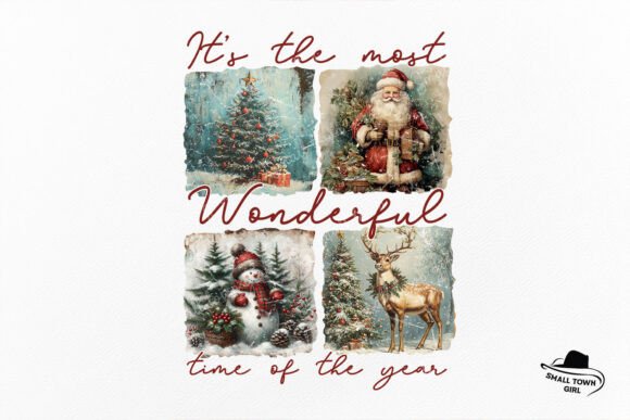 Retro Christmas Tree Santa Snowman PNG: A Designer's Asset