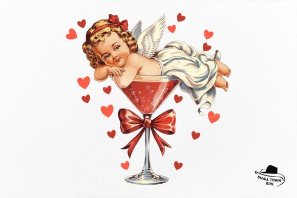 Retro Cupid Martini Glass Coquette Bow: A Design Asset Guide