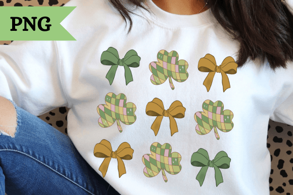 St. Patrick's Day Coquette Clover PNG: Design Assets