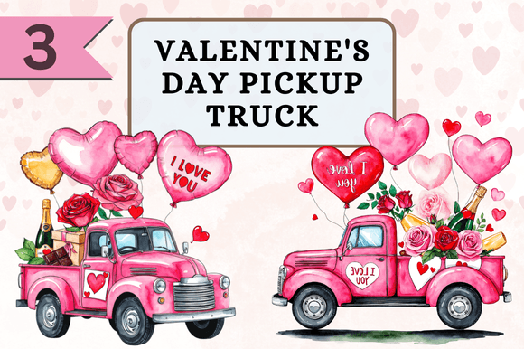 Valentine's Day Pickup Truck Graphics for Creative Design